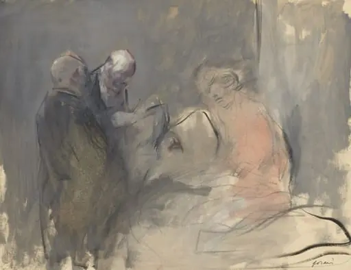In the Hospital (recto), by Jean-Louis Forain