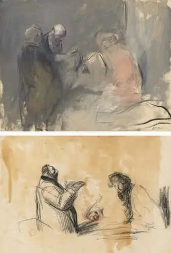 In the Hospital (recto) Sketch for In the Hospital (verso), by Jean-Louis Forain