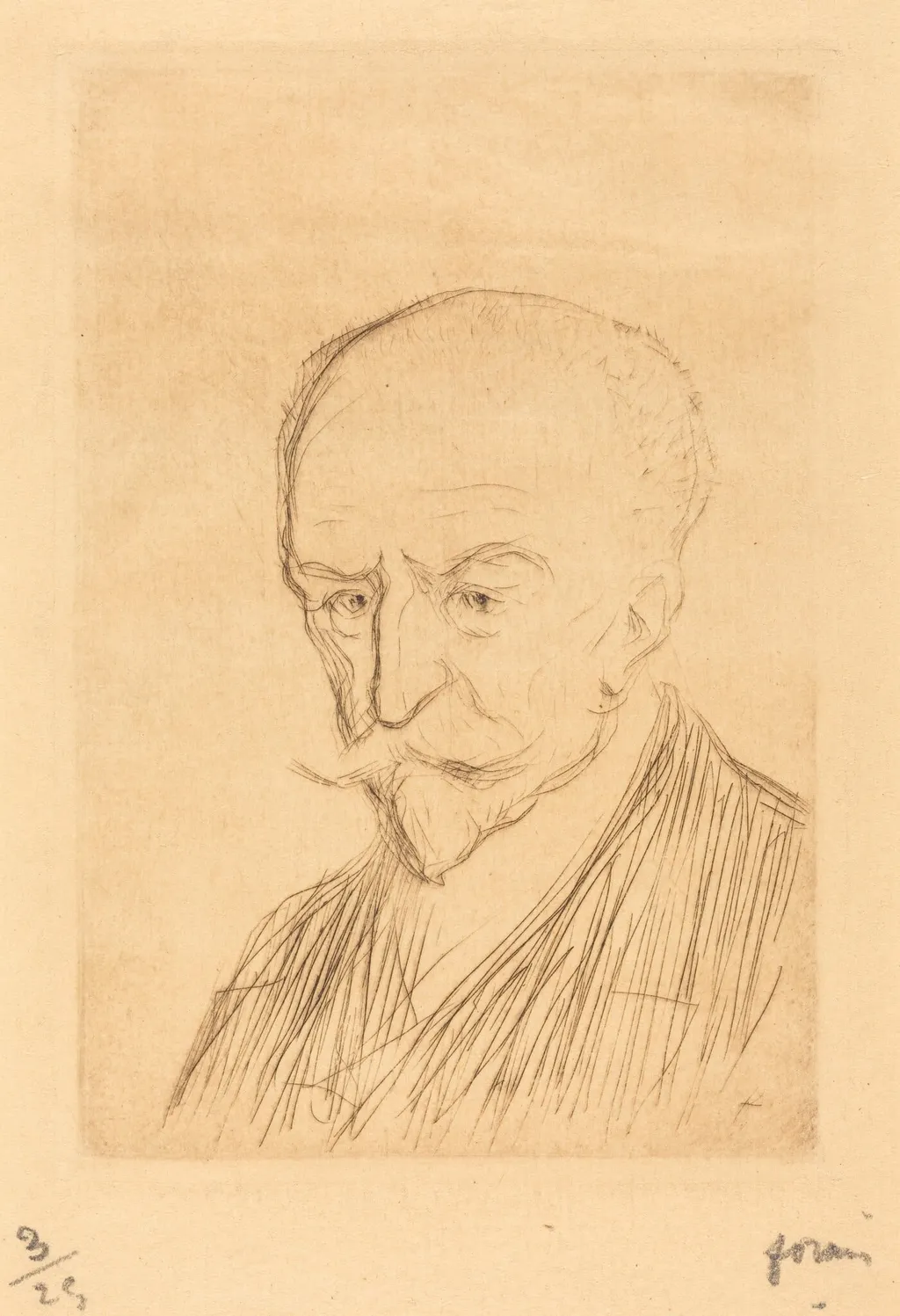 J.-K. Huysmans, by Jean-Louis Forain, ink, 1909