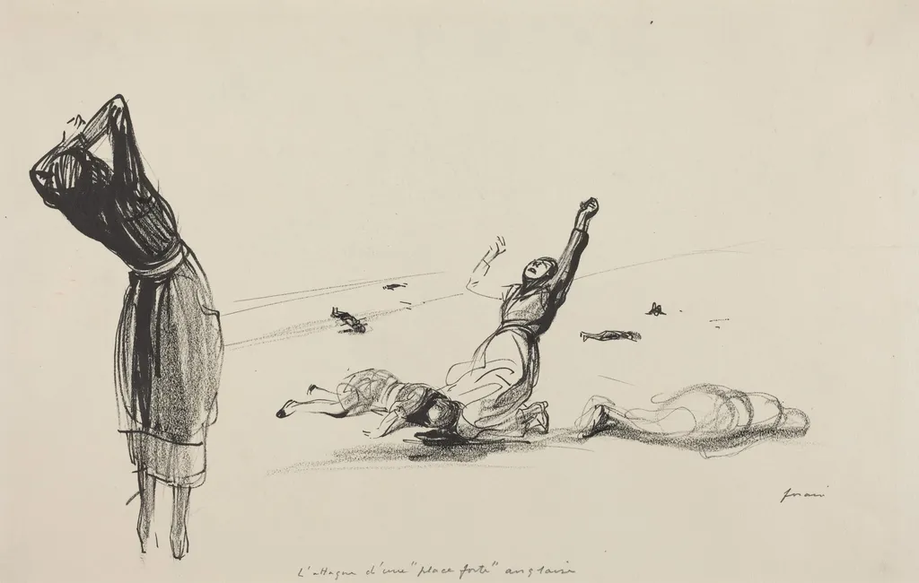 L'attaque d'une "place forte" anglaise, by Jean-Louis Forain, ink, 1917