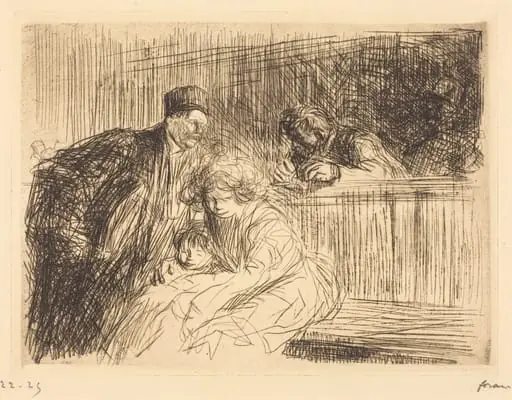 L'avocat parlant au prévenu (2e planche) (The Lawyer Talking to the Prisoner) (second plate), by Jean-Louis Forain