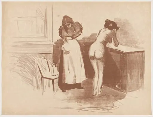 La friction au gant de crin (Massage with Coarse Hair Glove), by Jean-Louis Forain