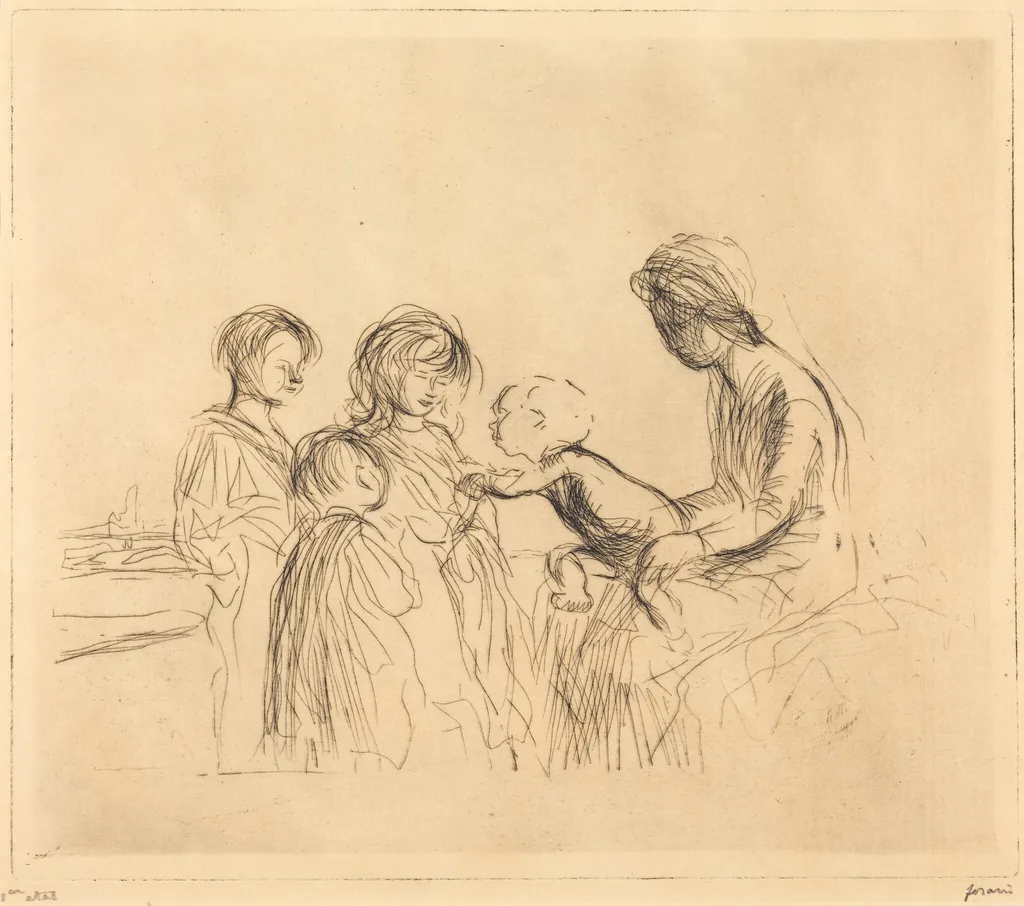 La madone et les enfants (The Madonna and the Children), by Jean-Louis Forain, ink, 1909