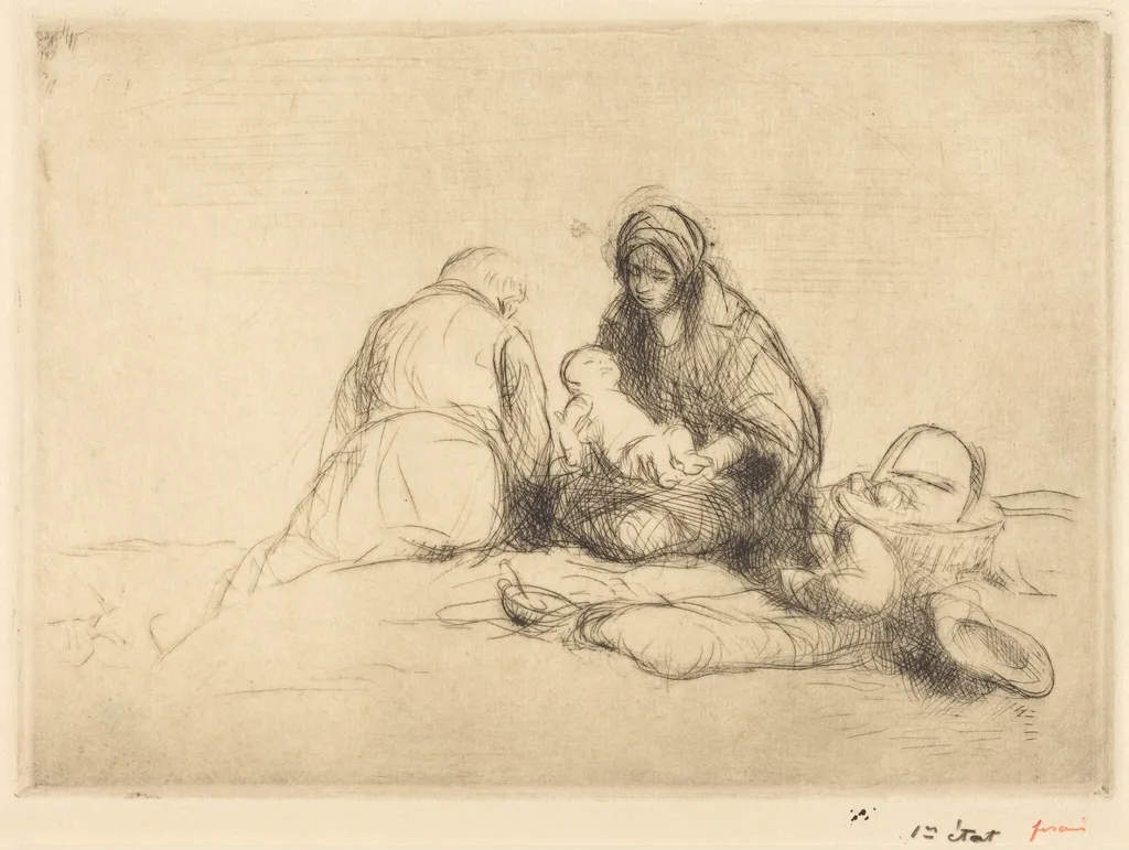La repos en Egypte (The Rest in Egypt), by Jean-Louis Forain, ink, 1916