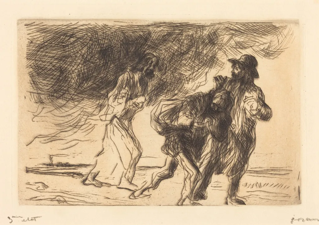 La route d'Emmaüs (1ère planche) (The Road to Emmaus) (first plate), by Jean-Louis Forain, ink, 1904