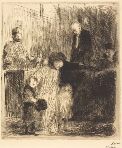 La sortie de l'audience (1ère planche) (Coming Out of the Hearing) (first plate), by Jean-Louis Forain