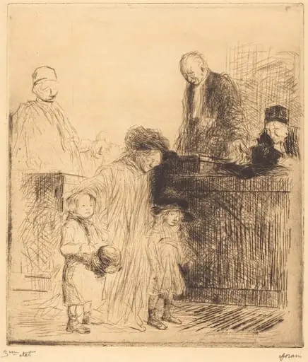 La sortie de l'audience (1ère planche) (Coming Out of the Hearing) (first plate), by Jean-Louis Forain