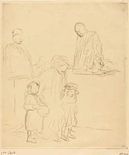 La sortie de l'audience (1ère planche) (Coming Out of the Hearing) (first plate), by Jean-Louis Forain