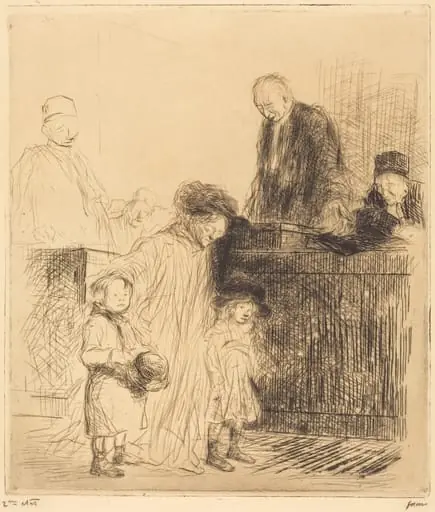 La sortie de l'audience (1ère planche) (Coming Out of the Hearing) (first plate), by Jean-Louis Forain