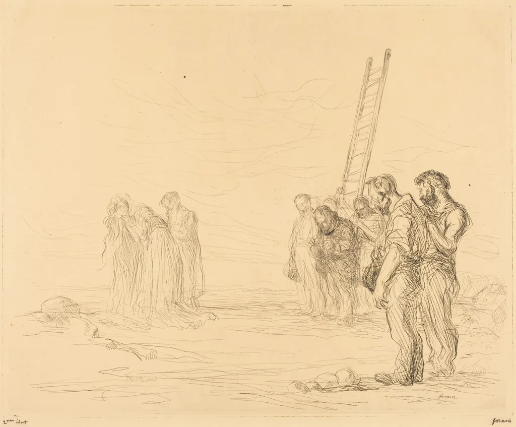 Le calvaire (1ère planche) (Calvary) (first plate), by Jean-Louis Forain, ink, 1902
