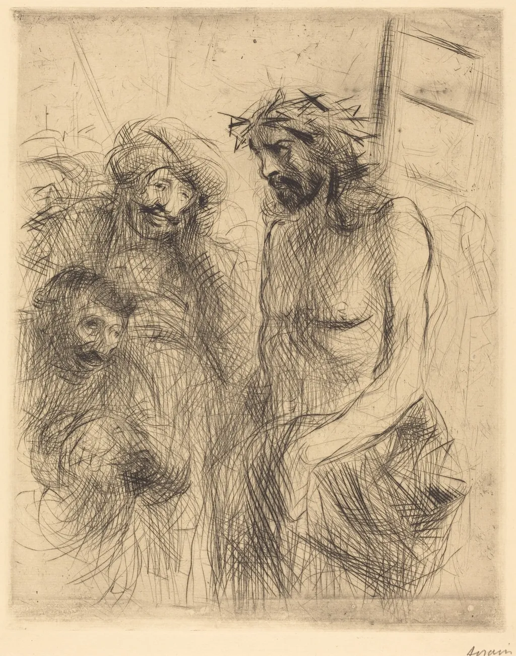 Le Christ aux outrages (The Mocking of Christ), by Jean-Louis Forain, ink, 1909