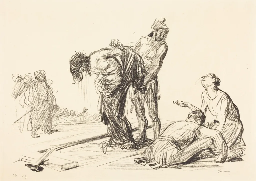 Le Christ dépouillé de se vêtements (Christ Stripped of His Clothes), by Jean-Louis Forain, ink, 1909