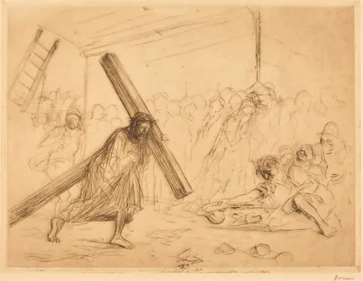 Le Christ portant sa croix (4e planche) (Christ Carrying the Cross) (fourth plate), by Jean-Louis Forain
