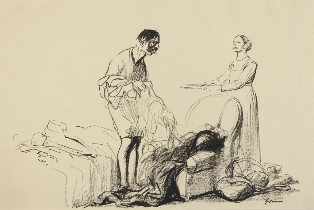 Le démobilisé, by Jean-Louis Forain, crayon, 1916