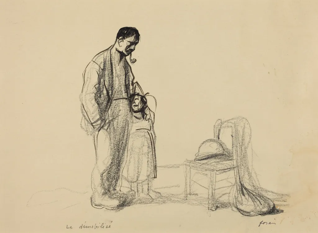 Le demobilisé, by Jean-Louis Forain, ink, 1916