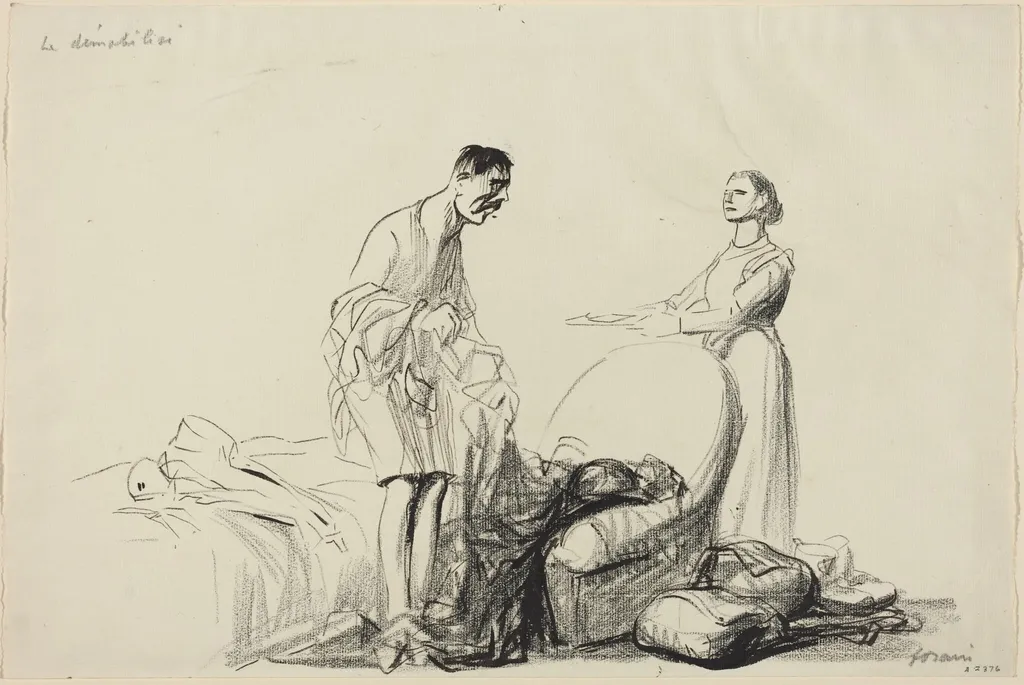 Le demobilise, by Jean-Louis Forain, ink, 1916