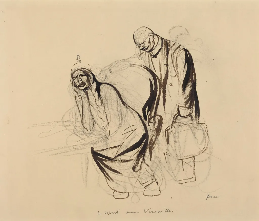 Le depart pour Versailles, by Jean-Louis Forain, ink, 1919