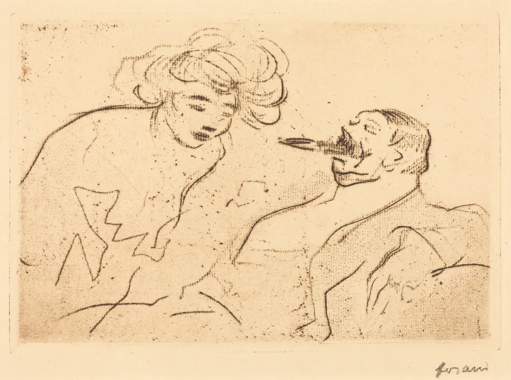 Le gros cigare (The Big Cigar), by Jean-Louis Forain, ink, 1909