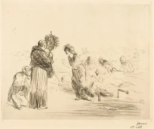 Le miraculé devant l'ostensoir (4e planche) (The Miracle before the Blessed Sacrament) (fourth plate), by Jean-Louis Forain