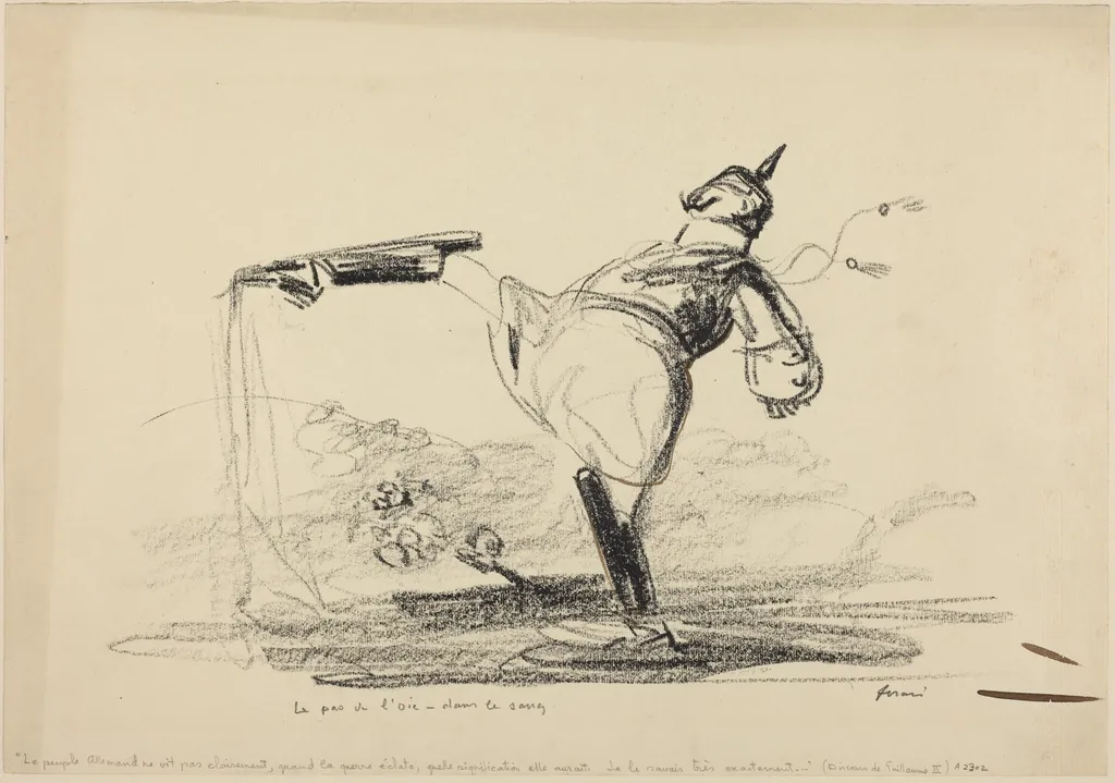 Le pas de l'oie - dans le sang, by Jean-Louis Forain, ink, 1916