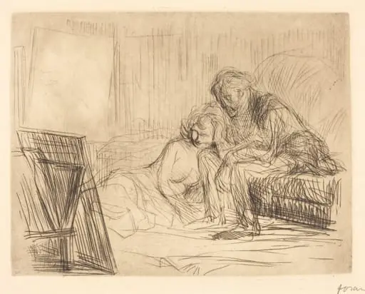 Le repos du modèle (1ère planche) (The Model's Rest) (first plate), by Jean-Louis Forain
