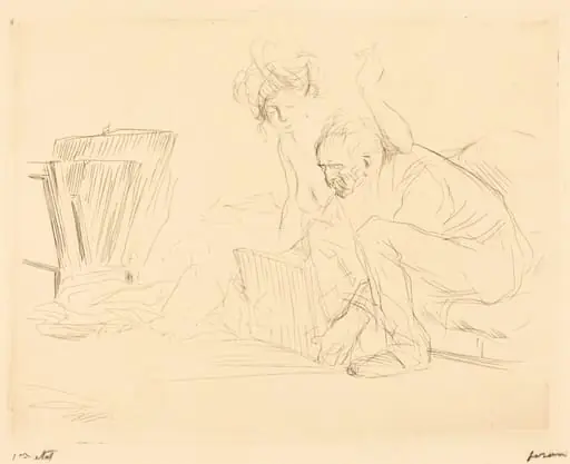 Le repos du modèle (2e planche) (The Model's Rest) (second plate), by Jean-Louis Forain