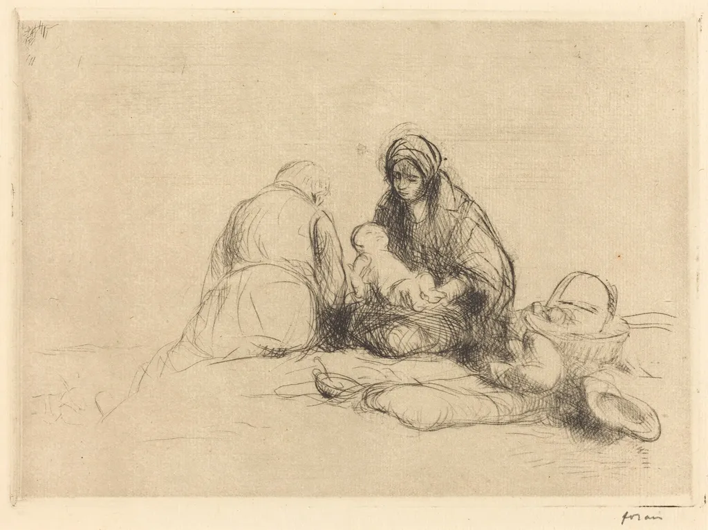 Le repos en Egypte (The Rest in Egypt), by Jean-Louis Forain, ink, 1909