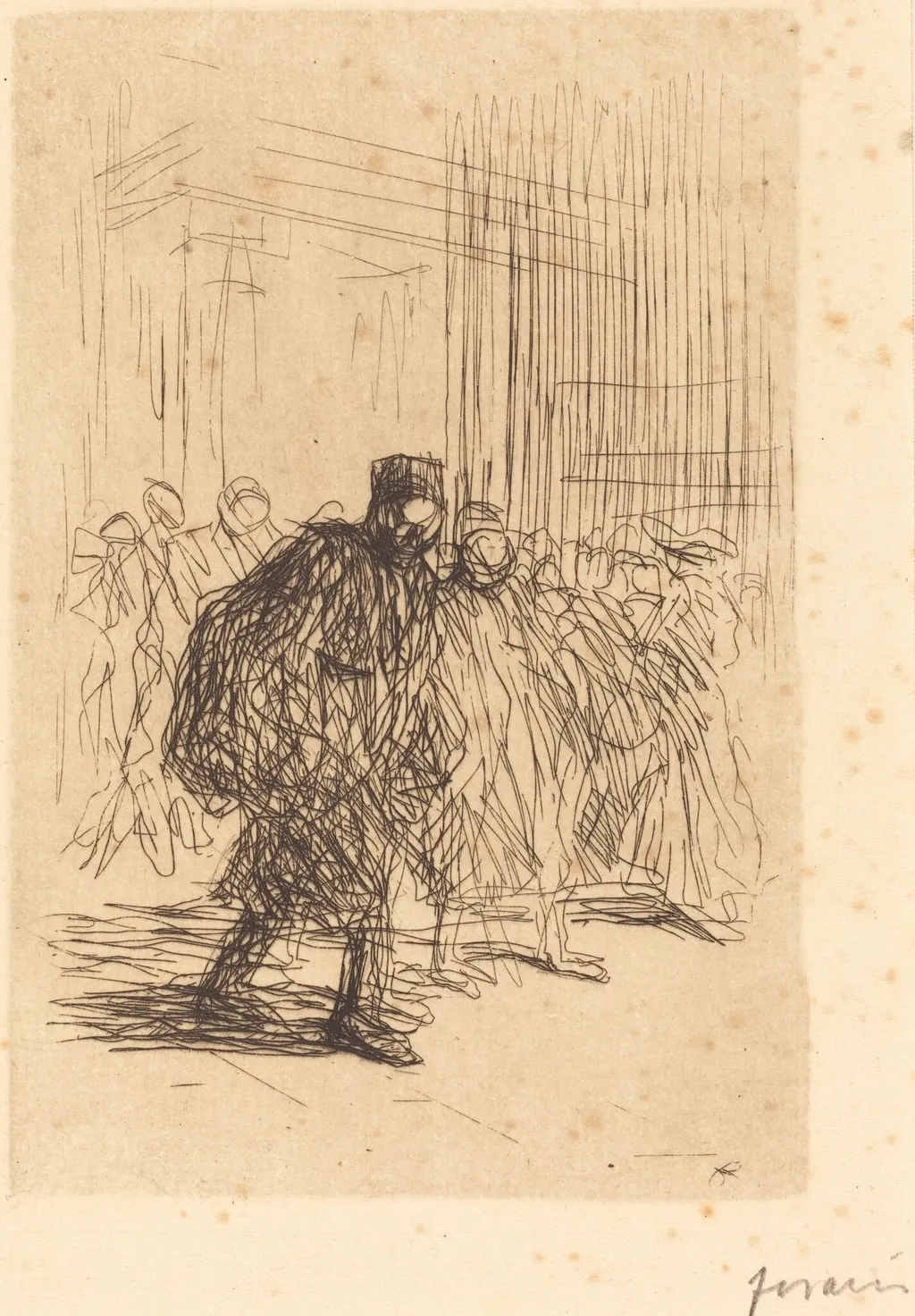 Les couloirs du Palais (The Corridors of the Palace of Justice), by Jean-Louis Forain, ink, 1908