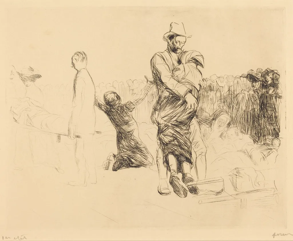 Lourdes, transport des paralysées (Lourdes, Transport of the Paralyzed), by Jean-Louis Forain, ink, 1912