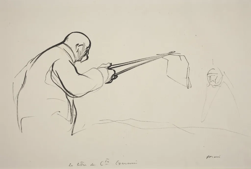 M. Clemenceau. La lettre du Cte Czernin, by Jean-Louis Forain, ink, 1916