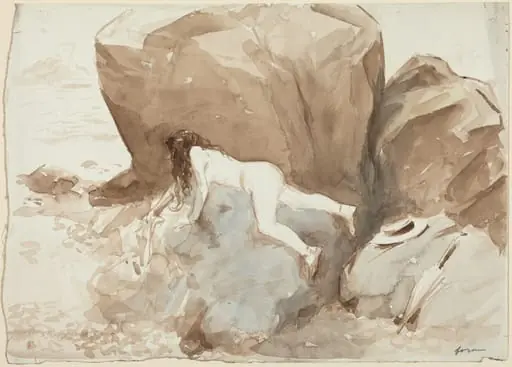 Nude on Rocks, by Jean-Louis Forain