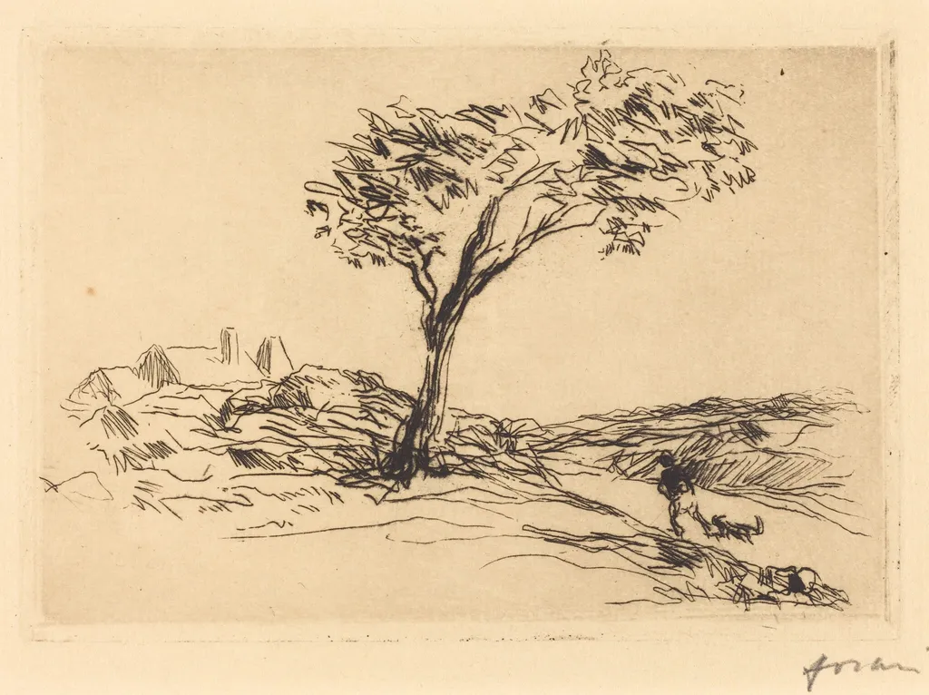 Paysage des environs de Versailles (Landscape in the Neighborhood of Versailles), by Jean-Louis Forain, ink, 1909