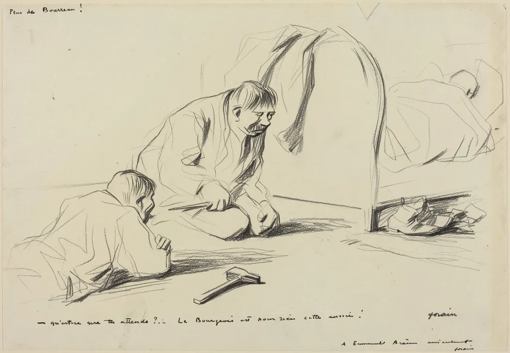 Peur de Bourreau! Qu'est-ce que tu attends?..., by Jean-Louis Forain, crayon, 1892