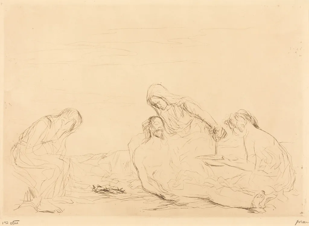 Pietà (3e planche) (Pietà) (third plate), by Jean-Louis Forain, ink, 1910