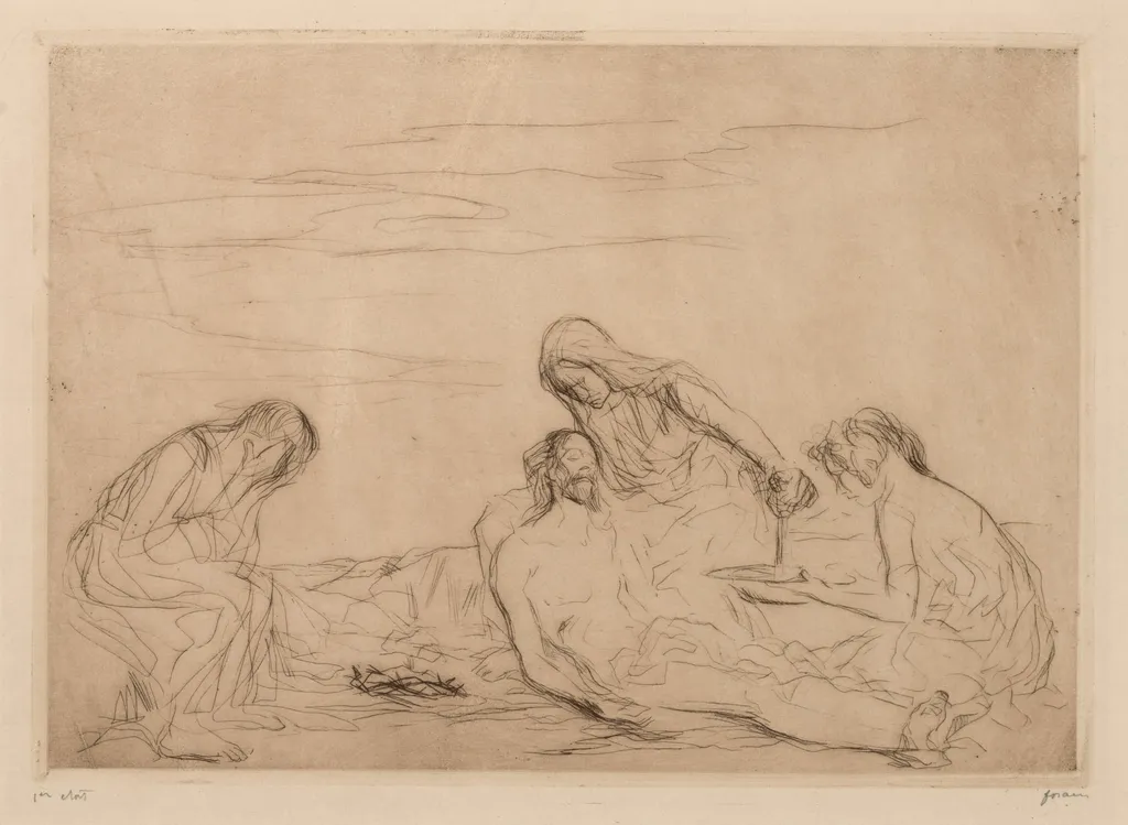 Pietà (third plate), by Jean-Louis Forain, 1910