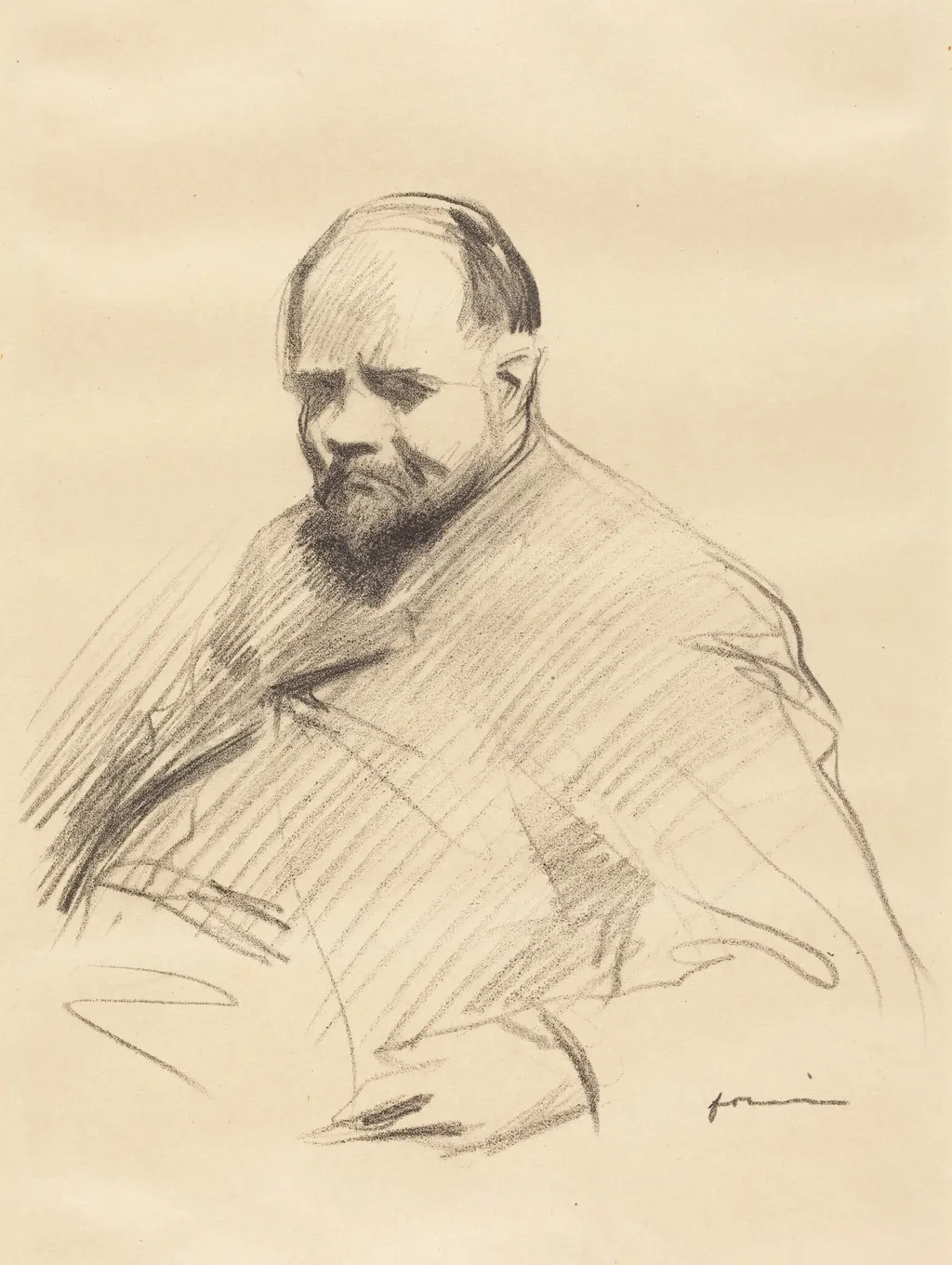 Portrait d'Ambroise Vollard (Portrait of Ambroise Vollard), by Jean-Louis Forain, ink, 1910