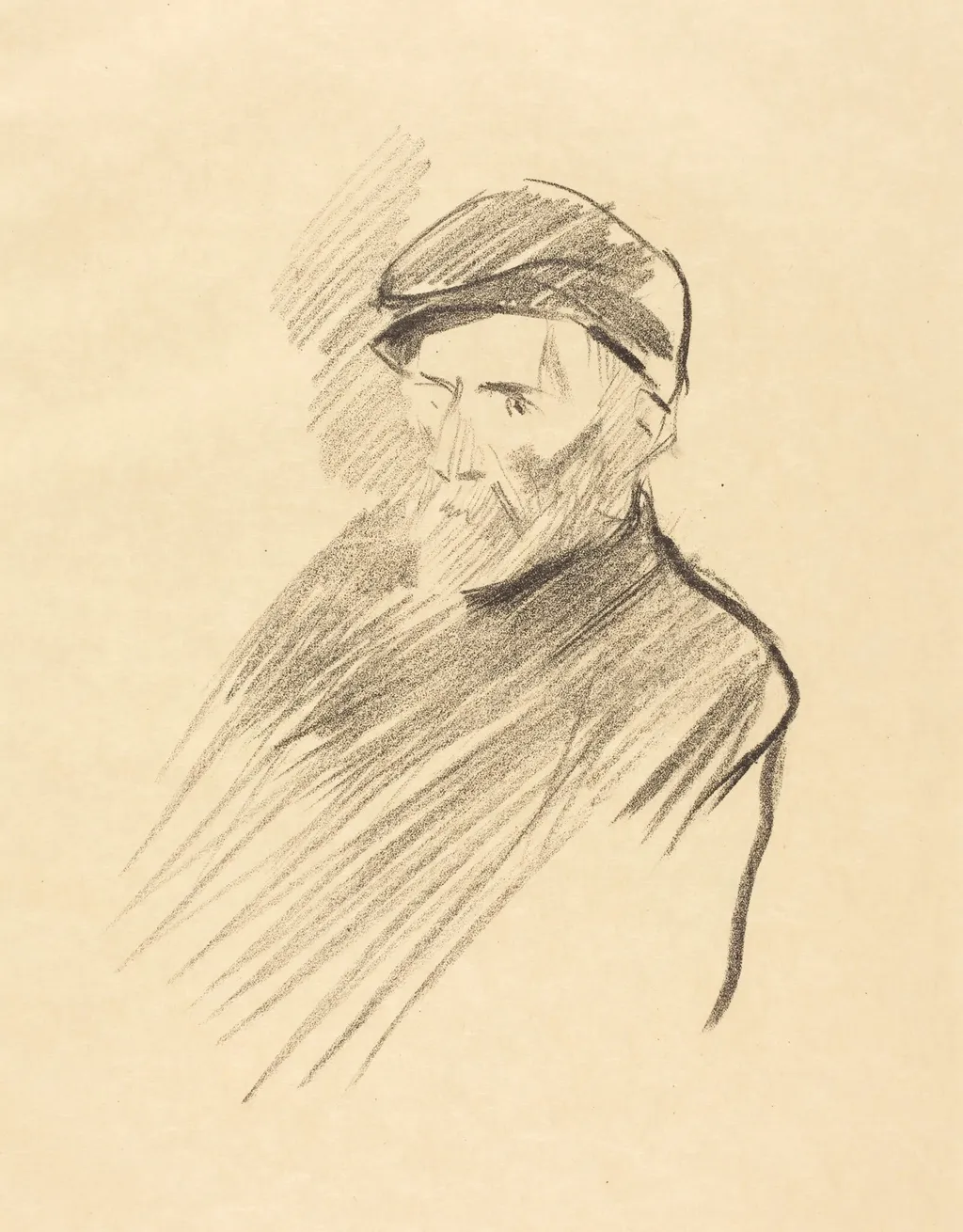 Portrait de Renoir (1ère planche) (Portrait of Renoir) (first plate), by Jean-Louis Forain, ink, 1905