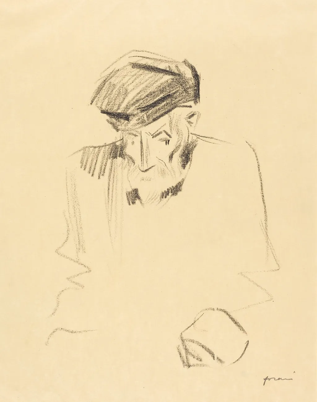 Portrait de Renoir (2e planche) (Portrait of Renoir) (second plate), by Jean-Louis Forain, ink, 1905