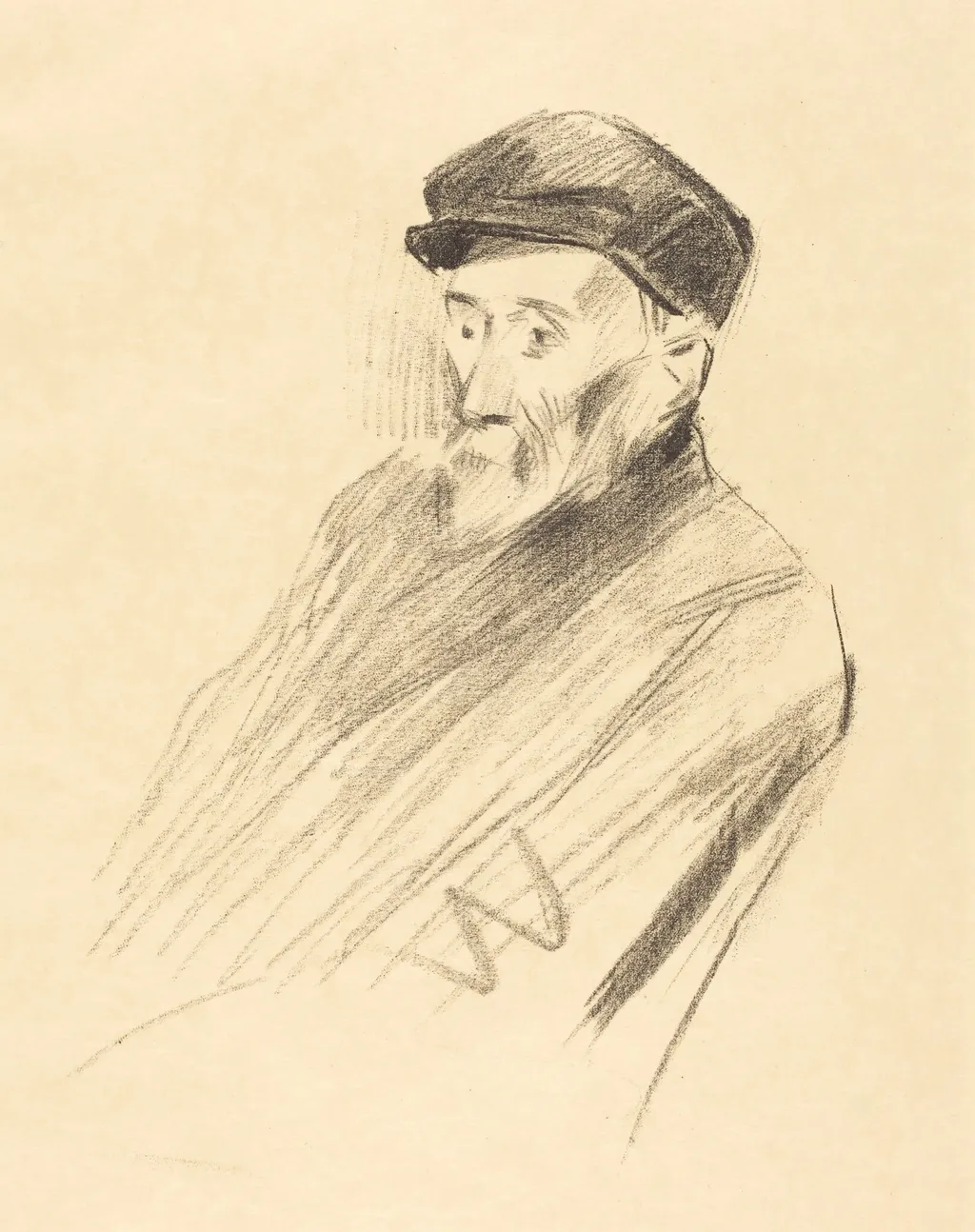 Portrait de Renoir (3e planche) (Portrait of Renoir) (third plate), by Jean-Louis Forain, ink, 1905