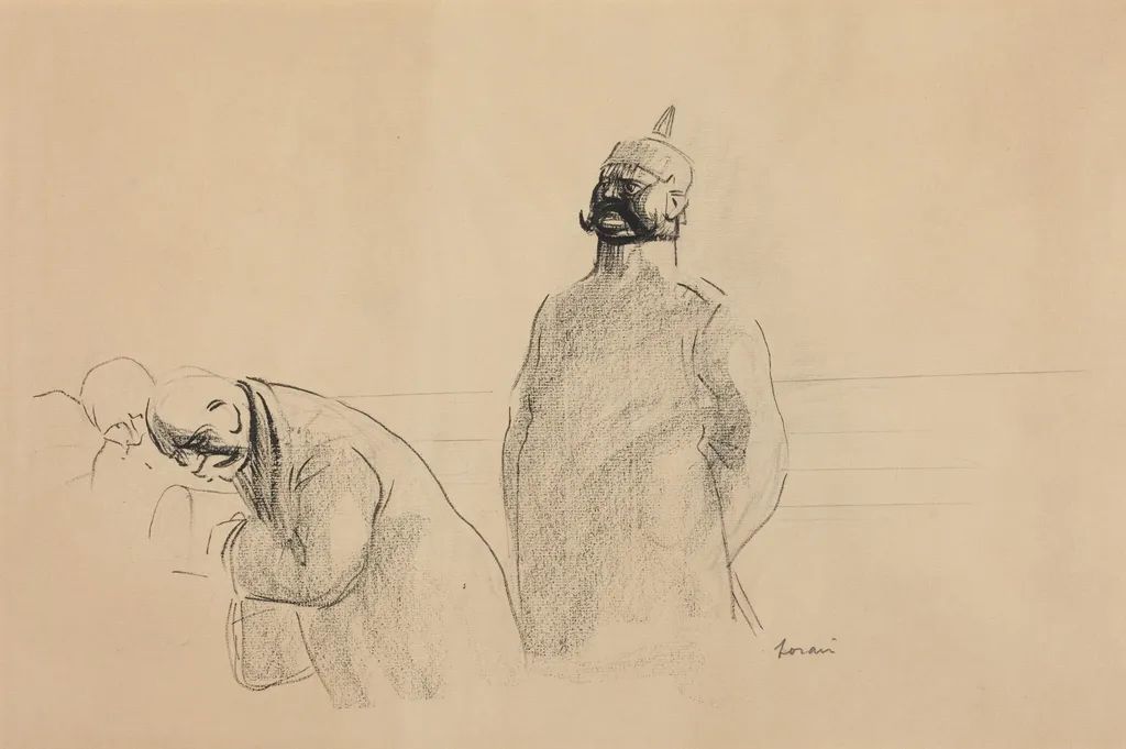 Prussian Soldier and Civilians, by Jean-Louis Forain, ink, 1919