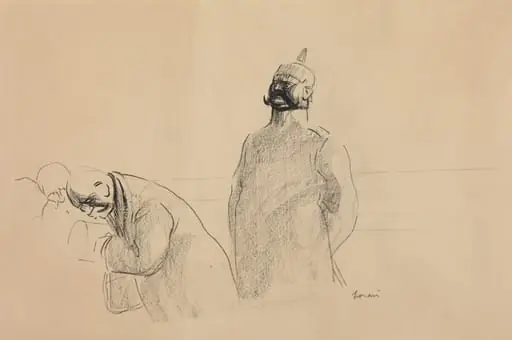 Prussian Soldier and Civilians, by Jean-Louis Forain