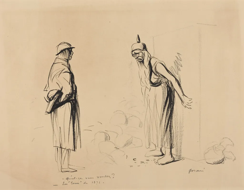-Qu'est-ce vous voulez? -Les "louis" de 1871, by Jean-Louis Forain, ink, 1916