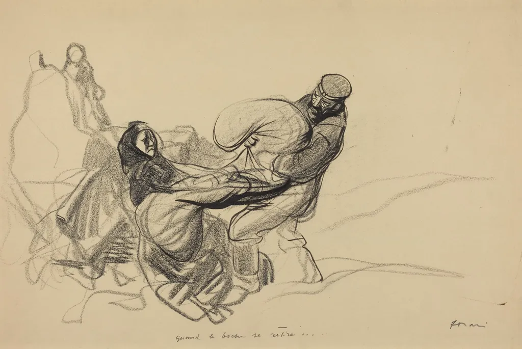 Quand le boche se retire..., by Jean-Louis Forain, ink, 1917