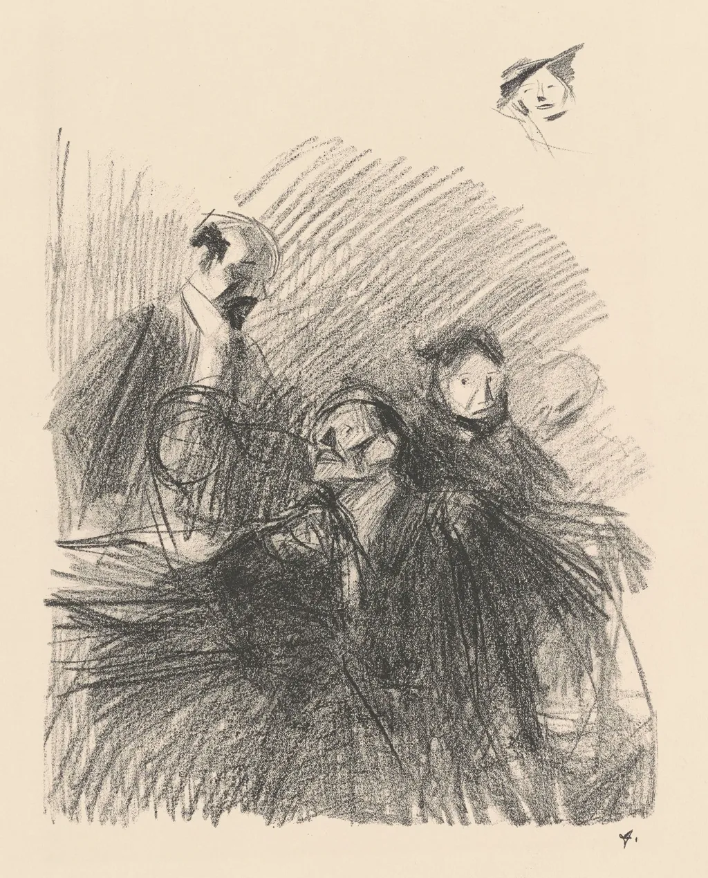 Scène d'audience (les deux avocats) (Scene of a Hearing (The Two Lawyers)), by Jean-Louis Forain, ink, 1915