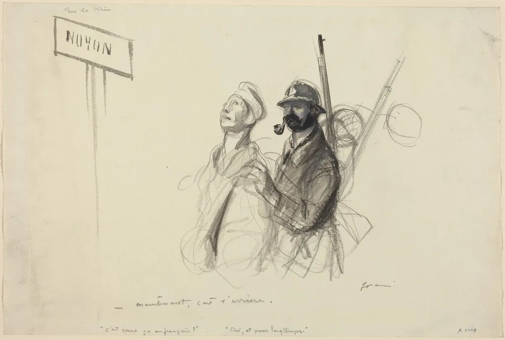 Sur le Rhin. -maintenant c'est l'arriere., by Jean-Louis Forain, graphite, 1918