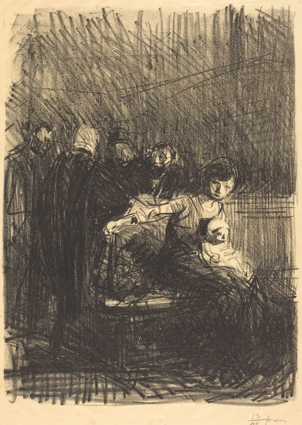 Suspension d'audience (Recess of the Hearing), by Jean-Louis Forain, ink, 1914