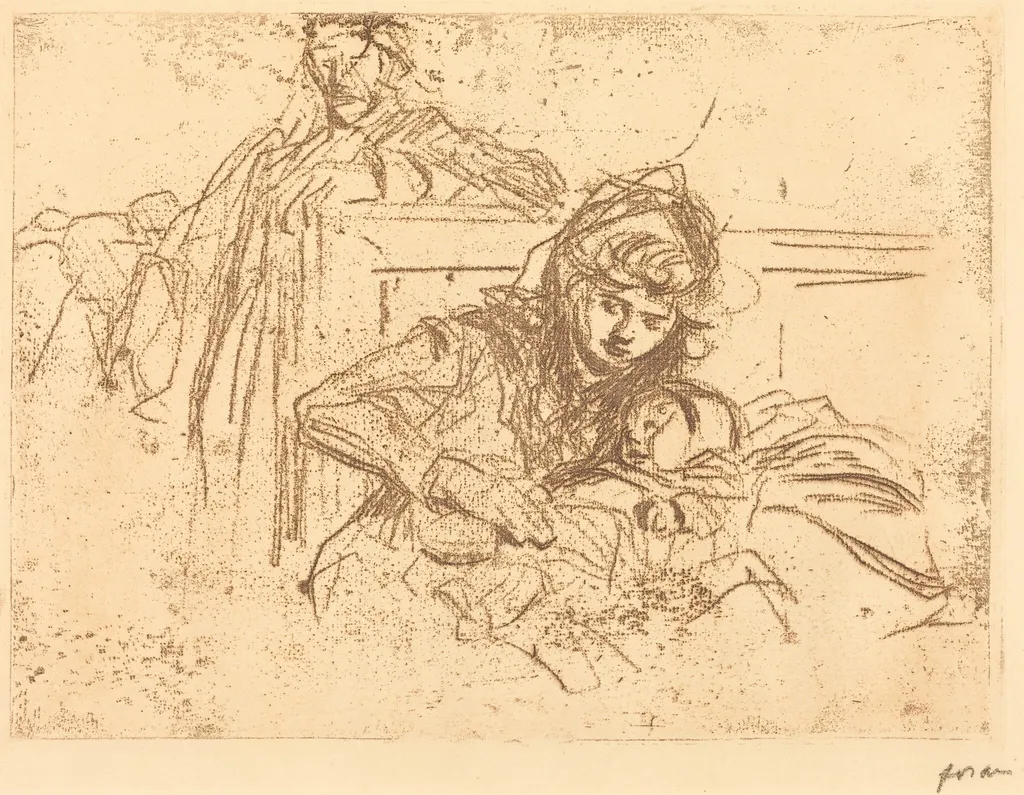 Témoins à l'audience (1ère planche) (Evidence at the Hearing) (first plate), by Jean-Louis Forain, ink, 1908