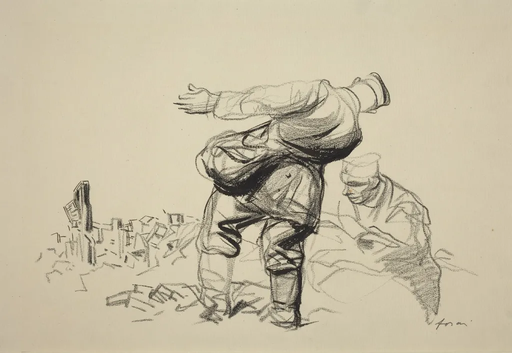 The Empire Destroys, The Republic Pays, by Jean-Louis Forain, ink, 1918
