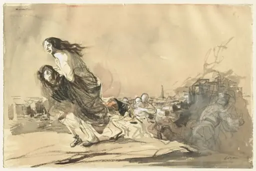 "The German troups received the formal order to spare private property", by Jean-Louis Forain