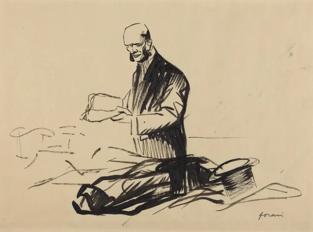 The Hat of Marshall Foch, by Jean-Louis Forain, ink, 1916
